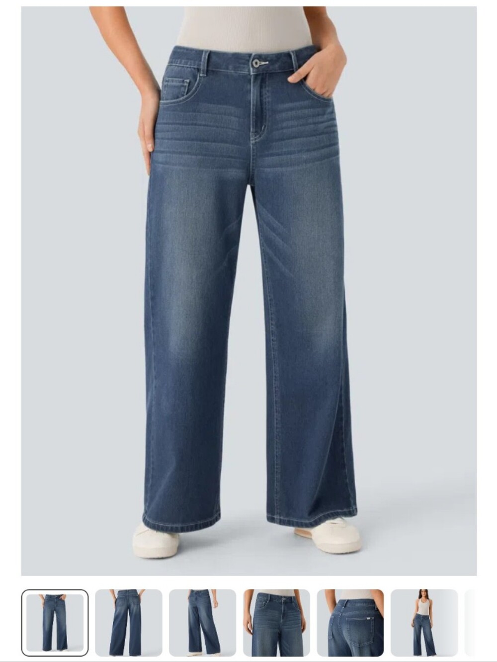 Halara Wide Leg Women’s Jeans - Low Rise Zipper Pockets Washed XS Petite